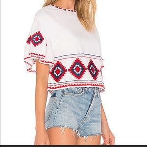 Tularosa Revolve Womens Size Small Sienna Beaded Embroidery Cotton Top